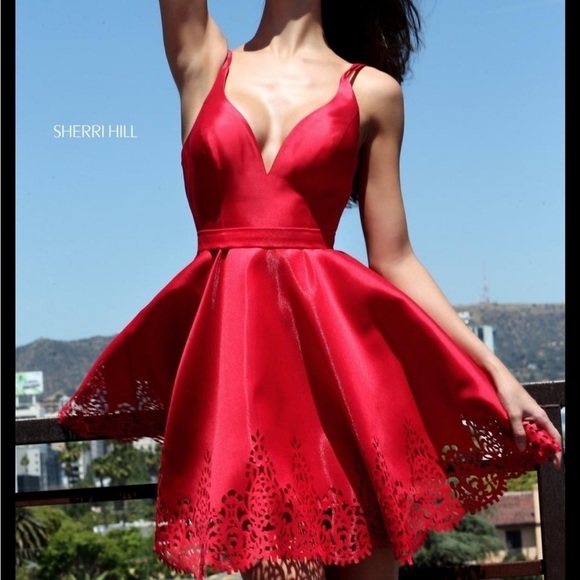 Sherri Hill A-Line Flare Formal Red Dress S50678 - Picture 13 of 13